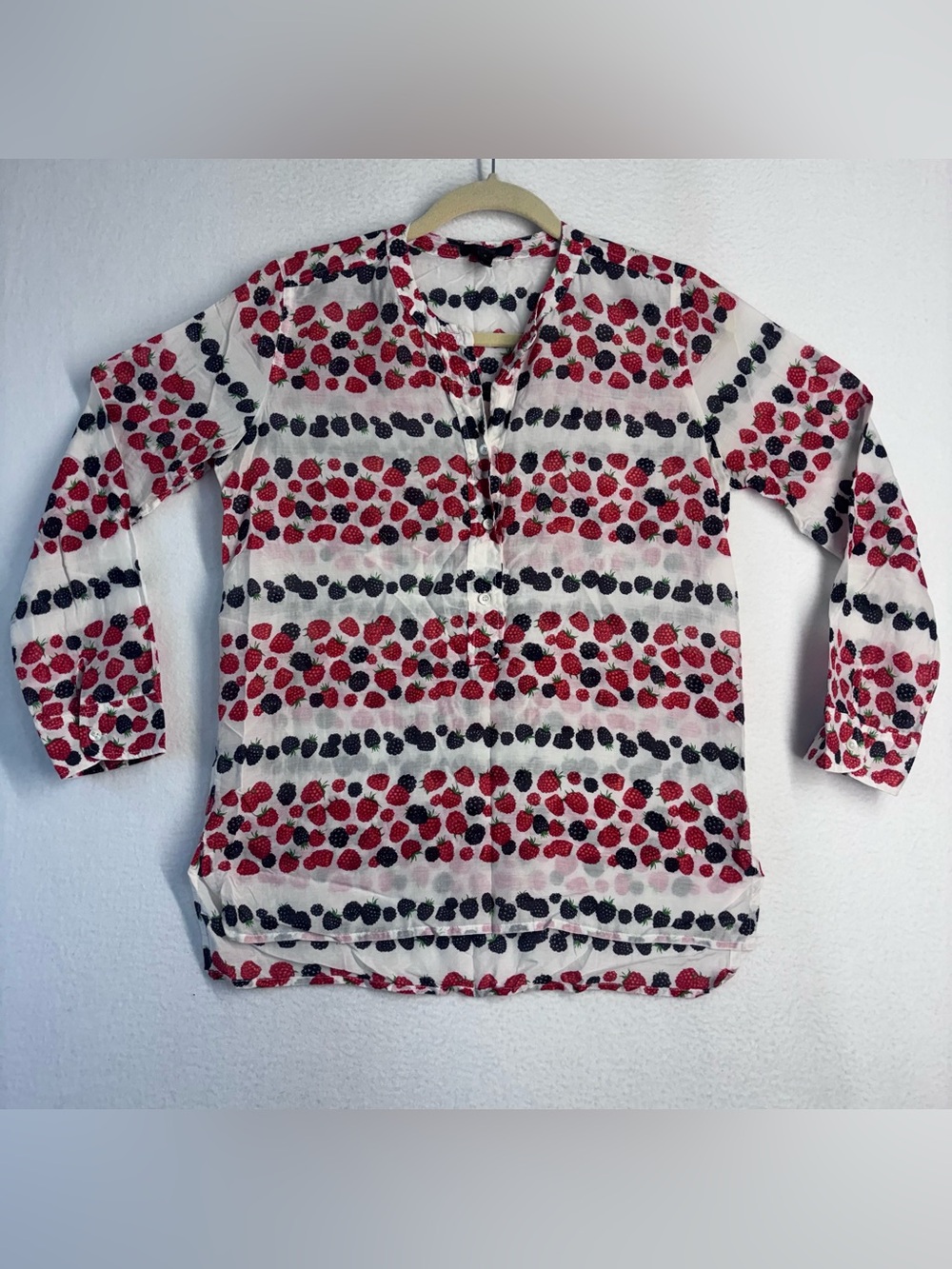 J. Crew Blouse Blackberry and Raspberry Print Size S